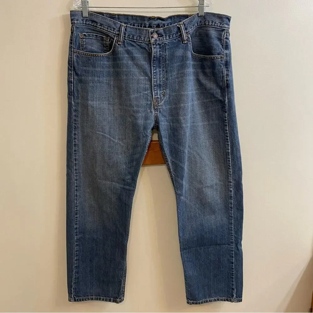 Vintage‎ Levi’s Dark Blue Wash Straight Leg Mens Size 38” x 32” Y2K Faded